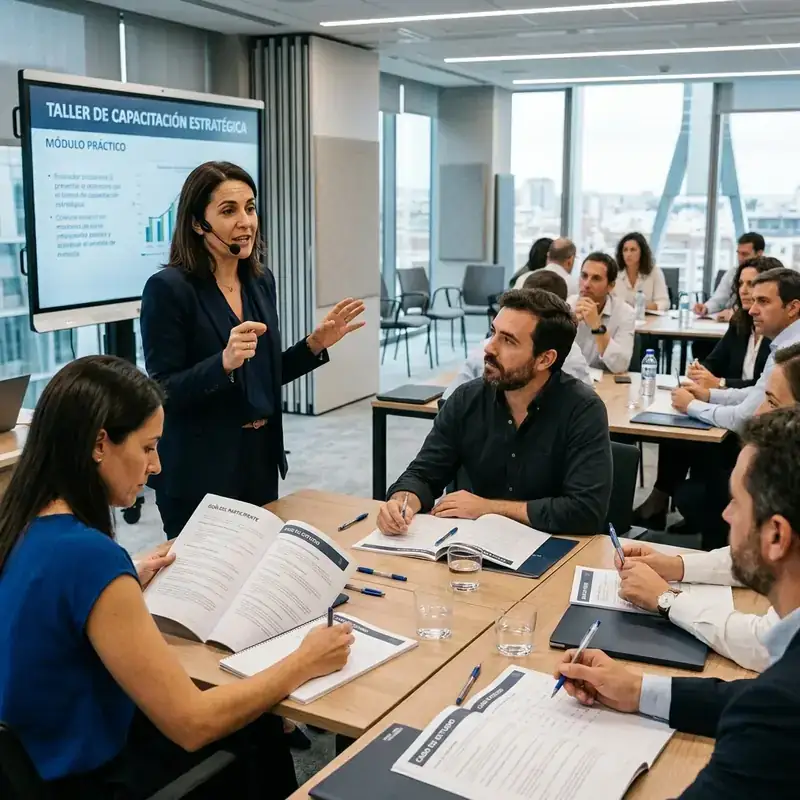 Sesión de capacitación con casos aplicados