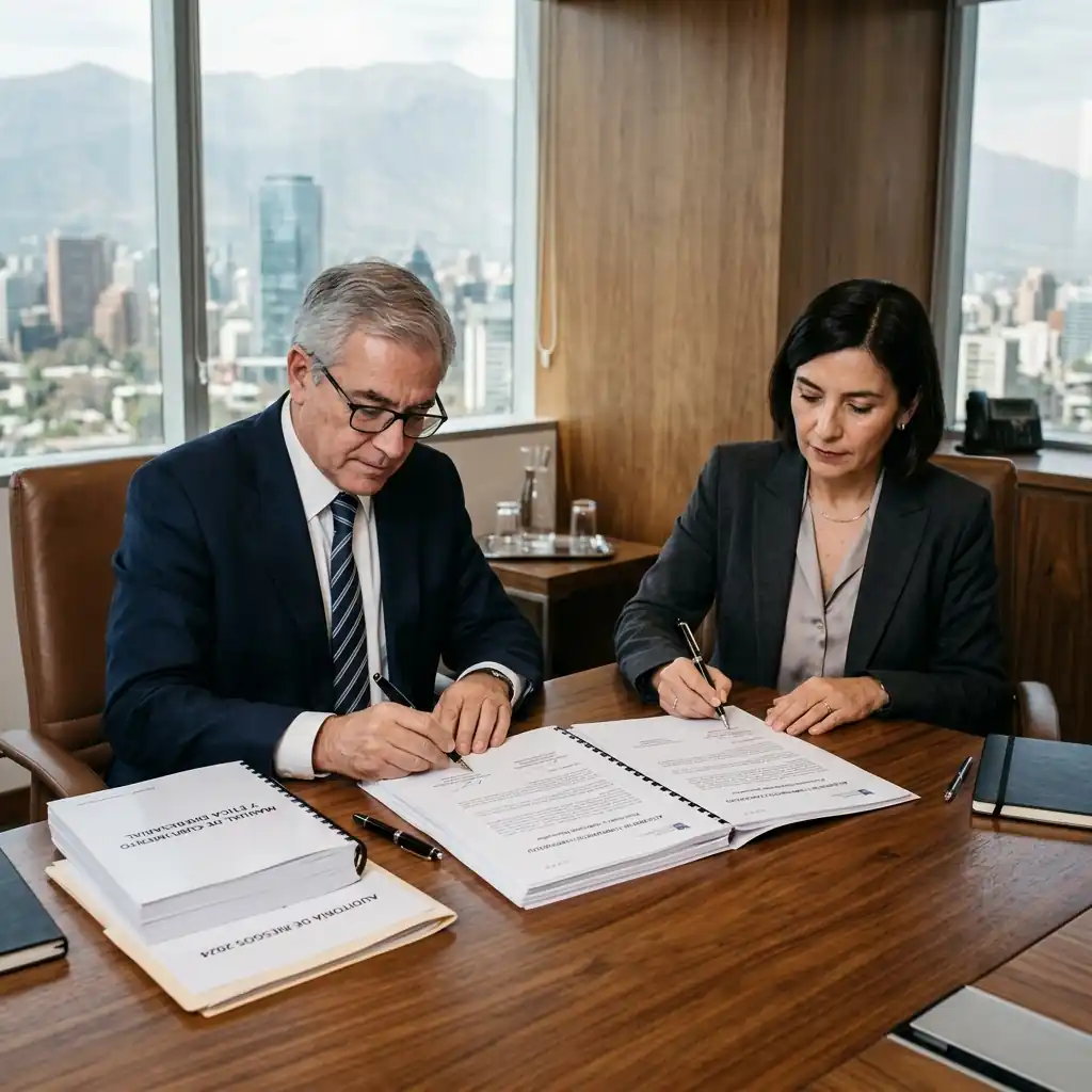 Equipo revisando matriz de riesgo normativo
